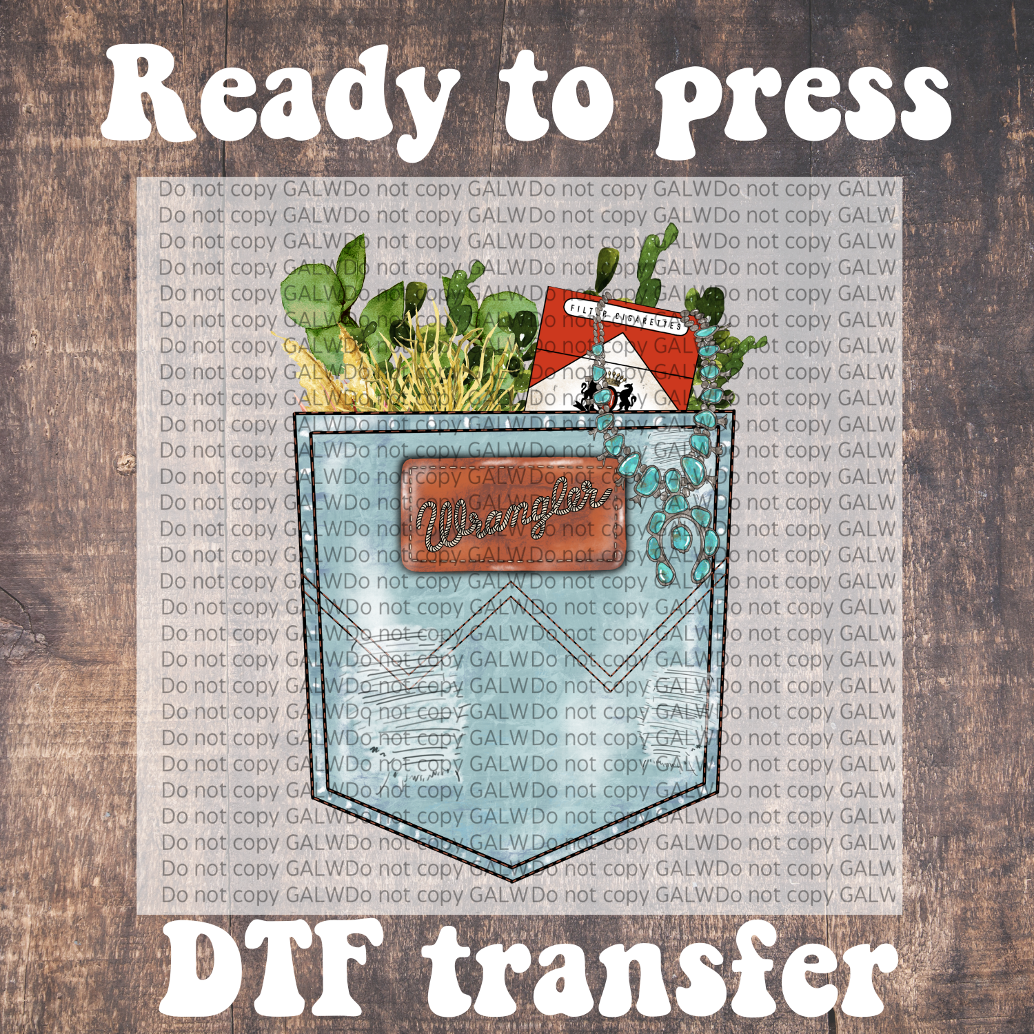 Jean pocket patch DTF full color transfer
