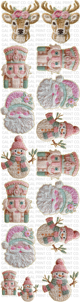 pastel Faux yarn Christmas pre made DTF gang sheet