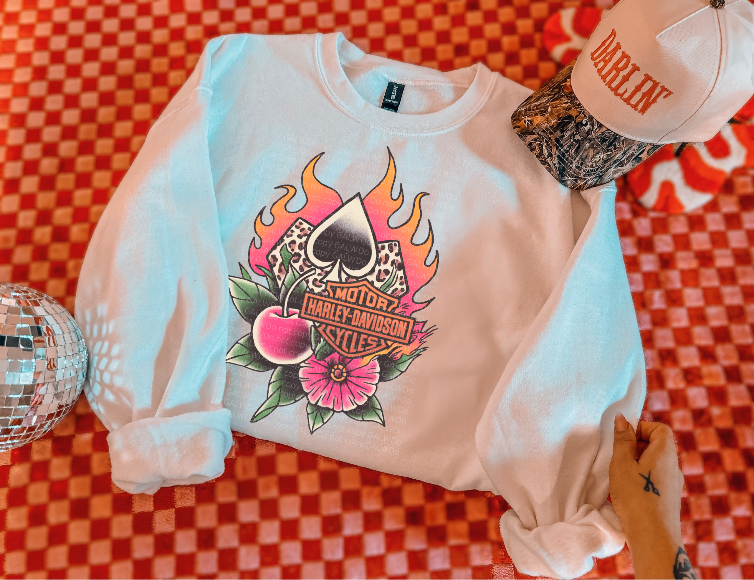 Spade with cherries motor cycle tee or sweatshirt