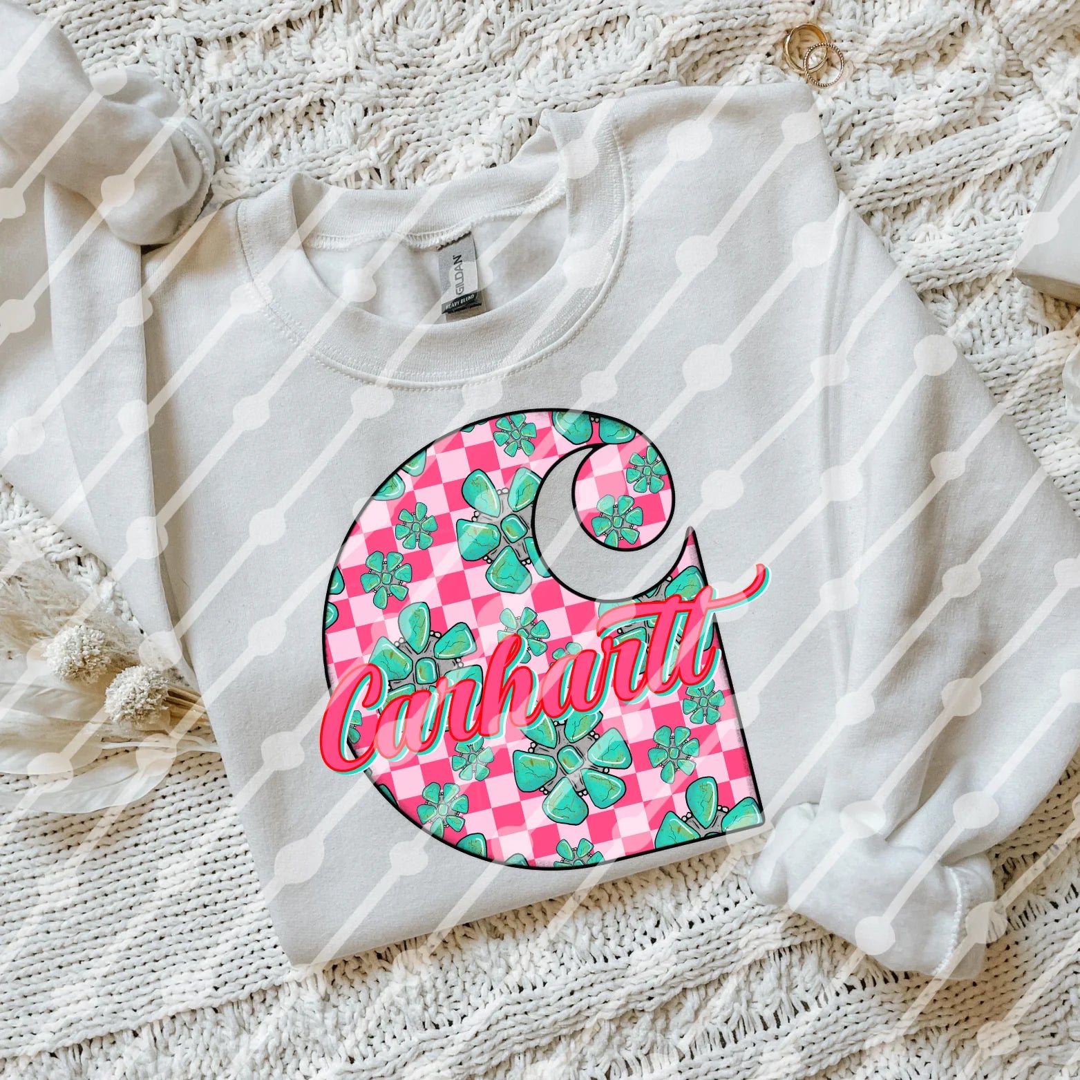 Pink checker and turquoise CH tee or sweatshirt (Copy)