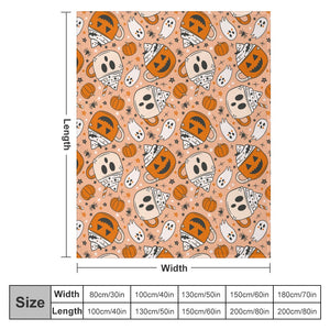 Pumpkin & Ghost whipped mug Ultra-Soft Flannel Blanket  (20 Business day turnaround time)