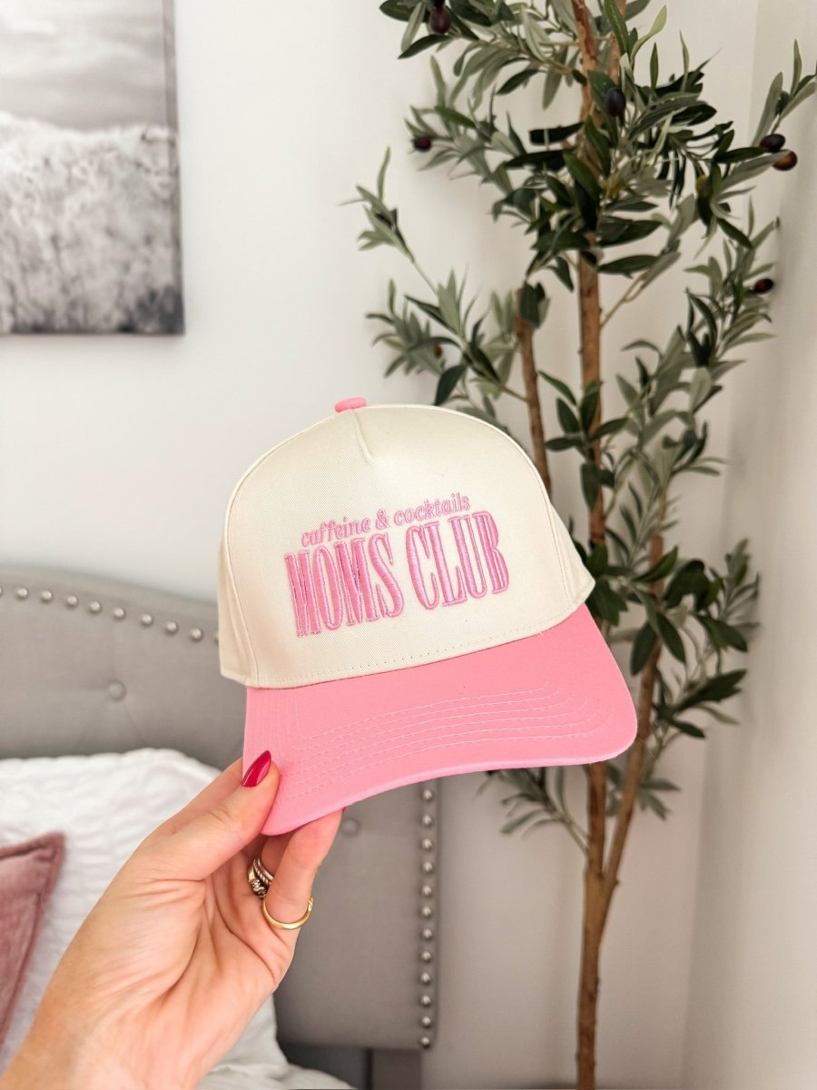 'Caffeine & Cocktails Moms Club' 3D Embroidered Snapback Trucker Hat