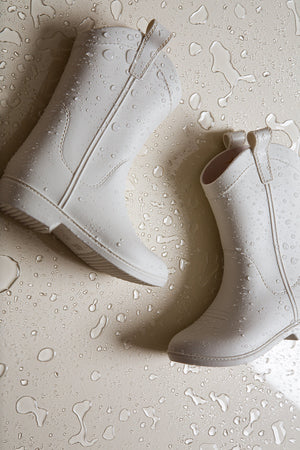 Bone White Kid's All Weather Rubber Cowboy Boots