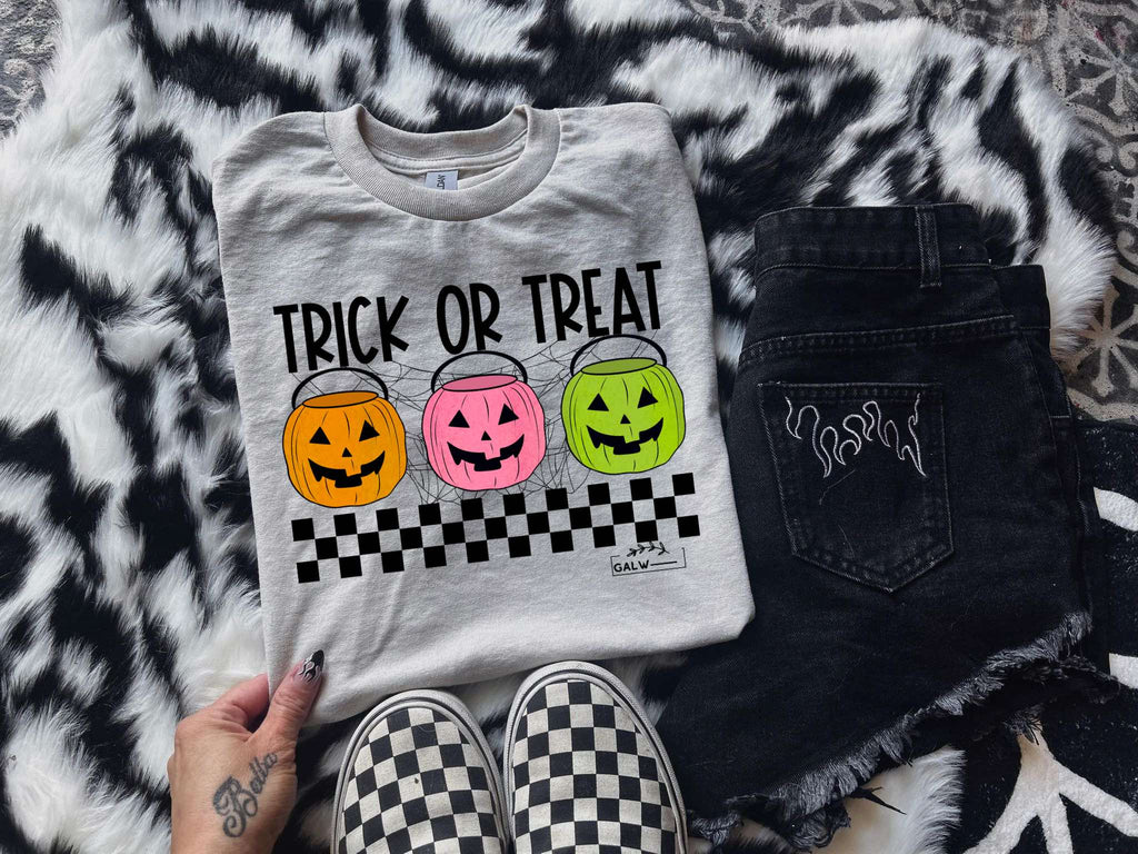 Trick or Treat buckets tee & sweatshirt