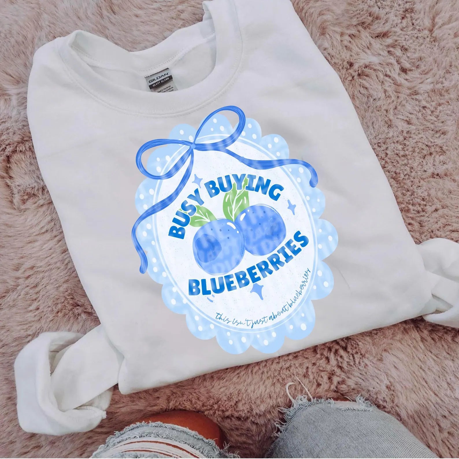 Busy buying blueberries tee or crewneck