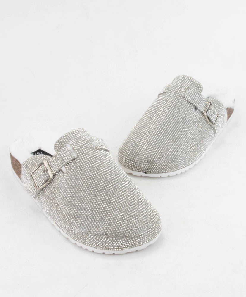 Rhinestone fuzzy clogs