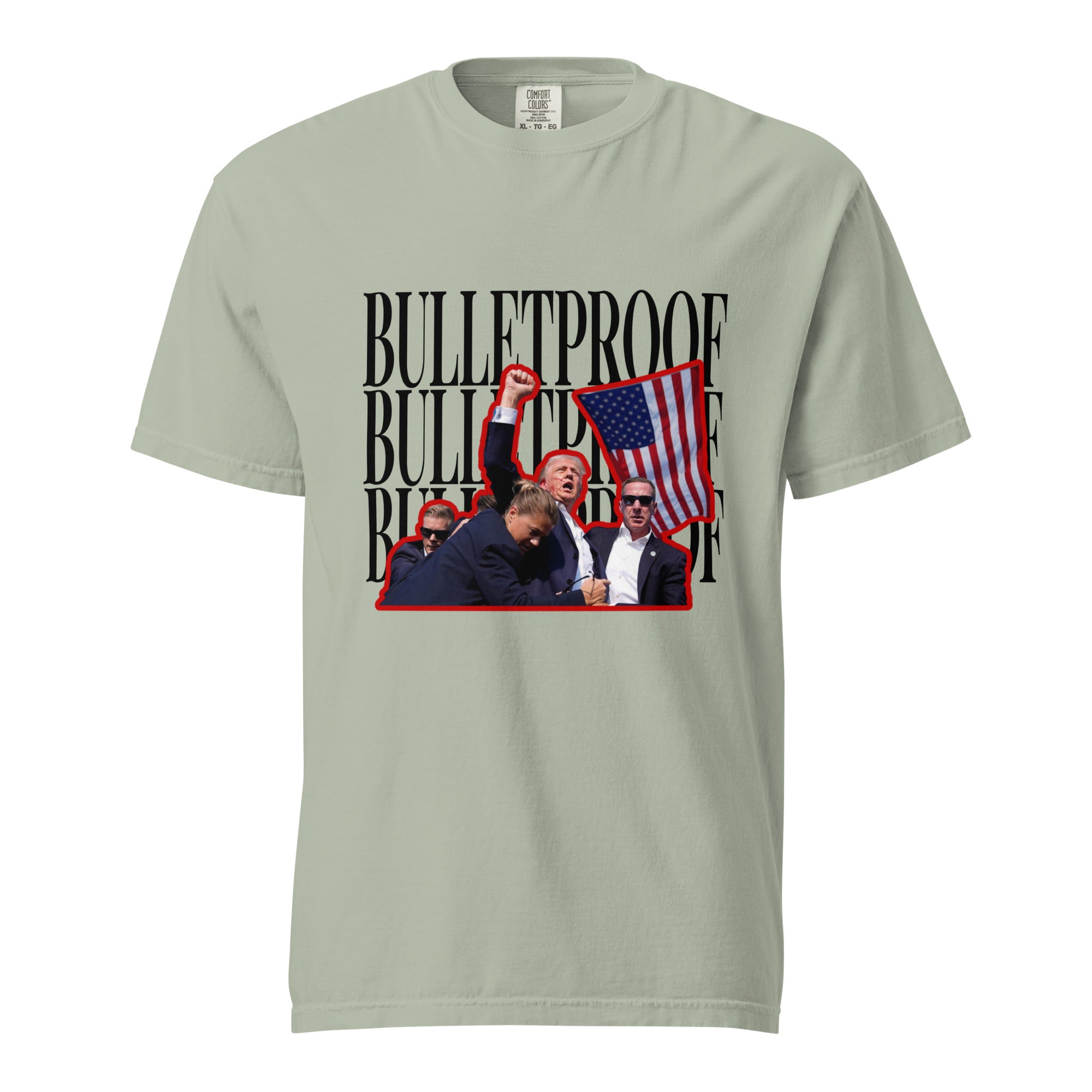 bulletproof t-man with flag comfort color tee