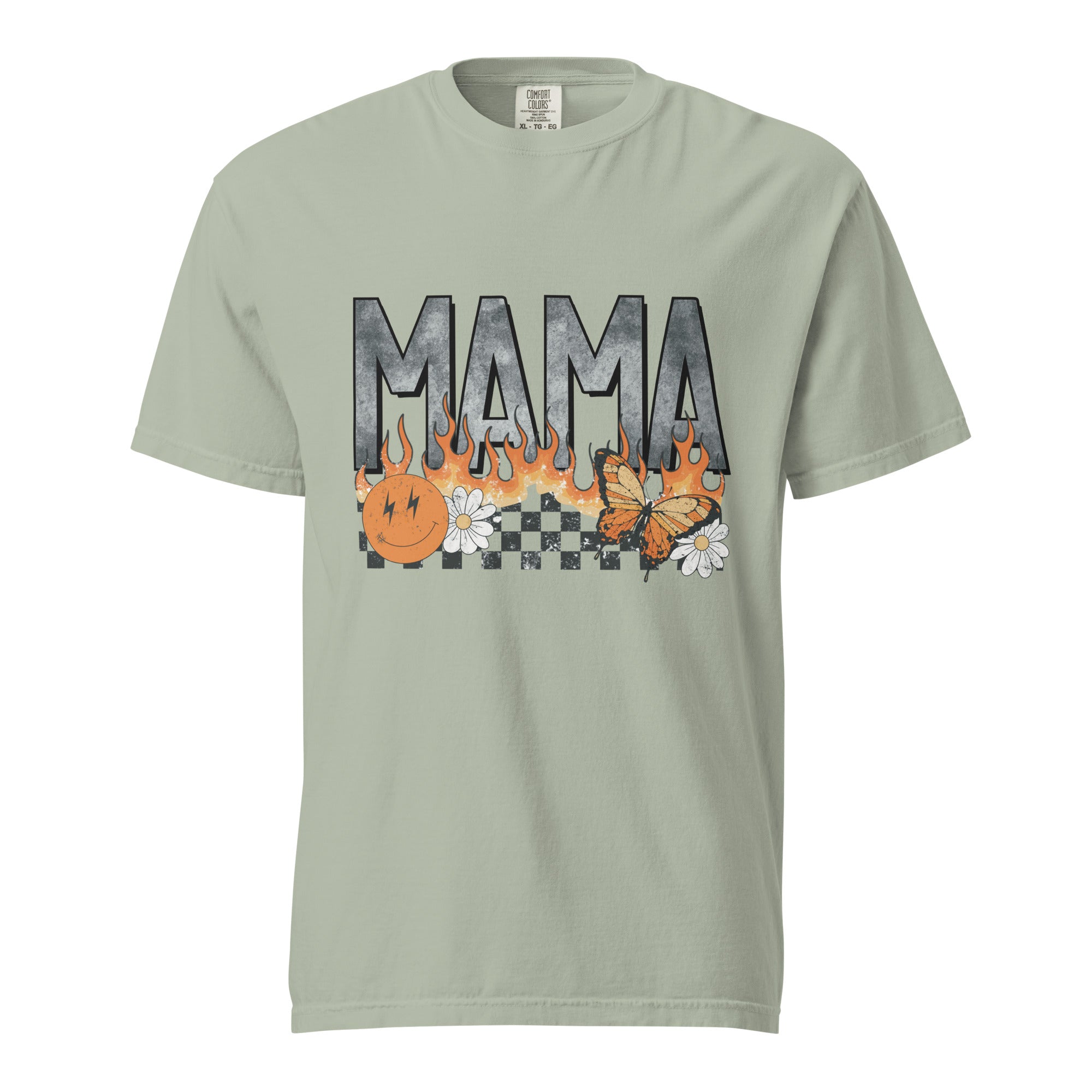 Mama butterfly flame retro comfort color tee