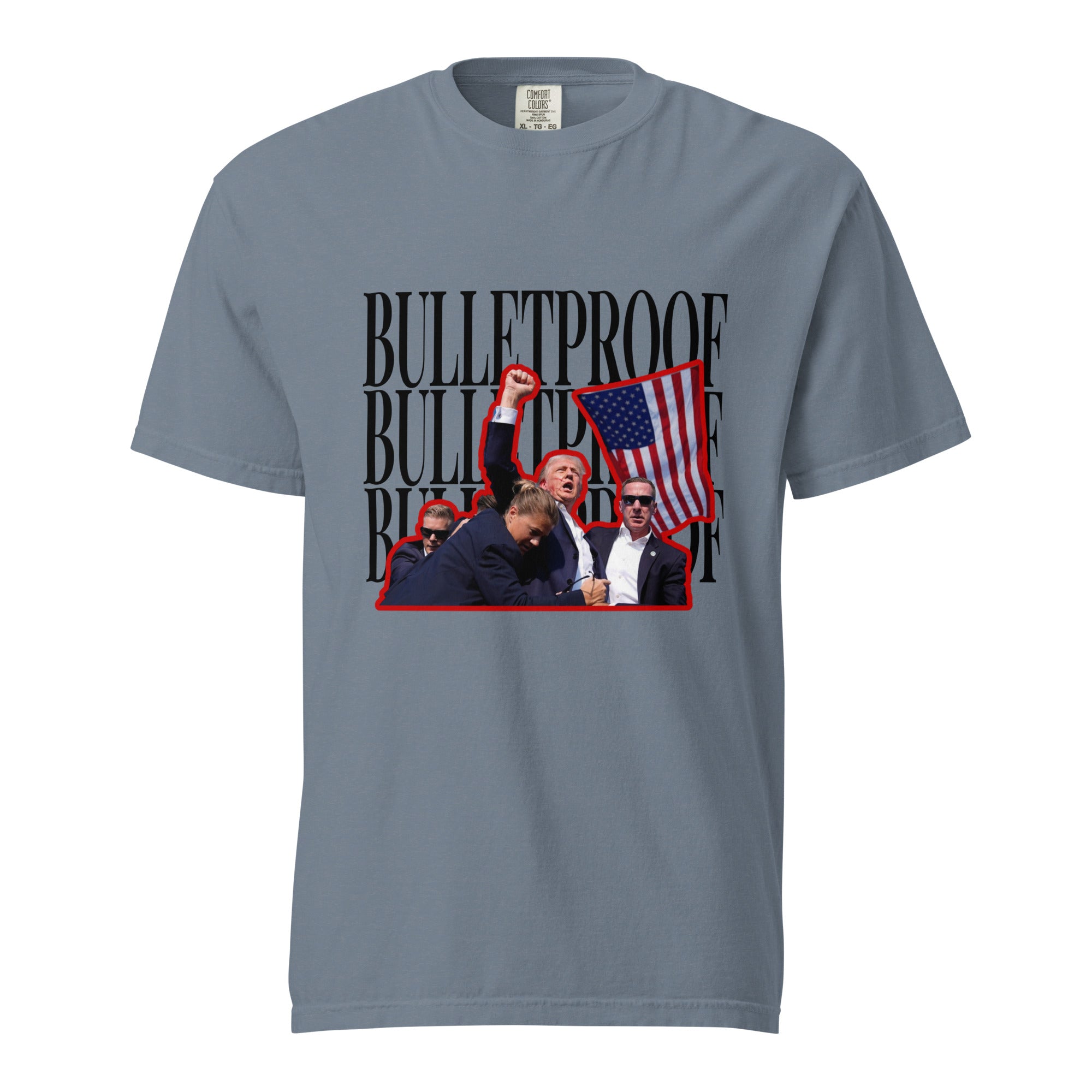 bulletproof t-man with flag comfort color tee