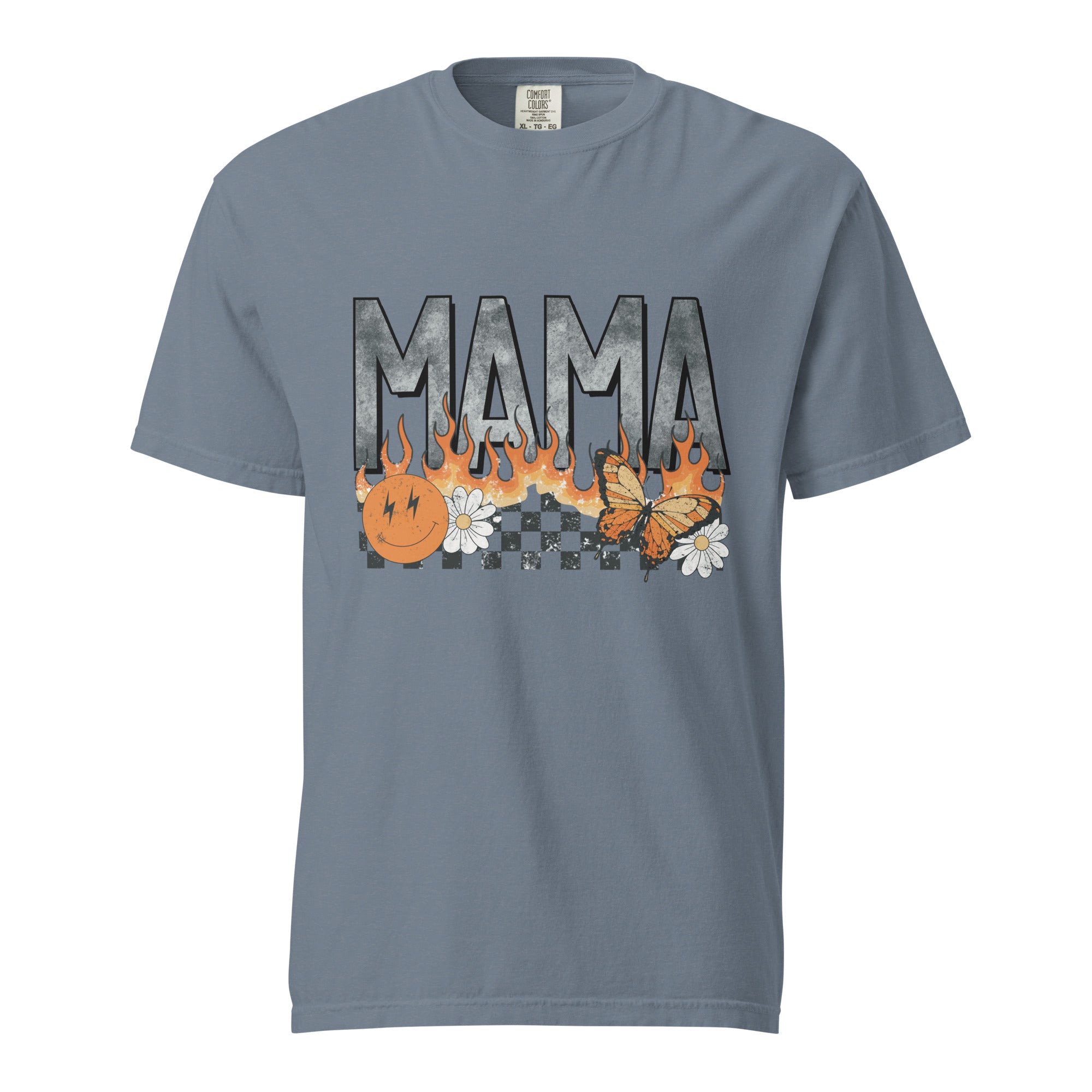 Mama butterfly flame retro comfort color tee