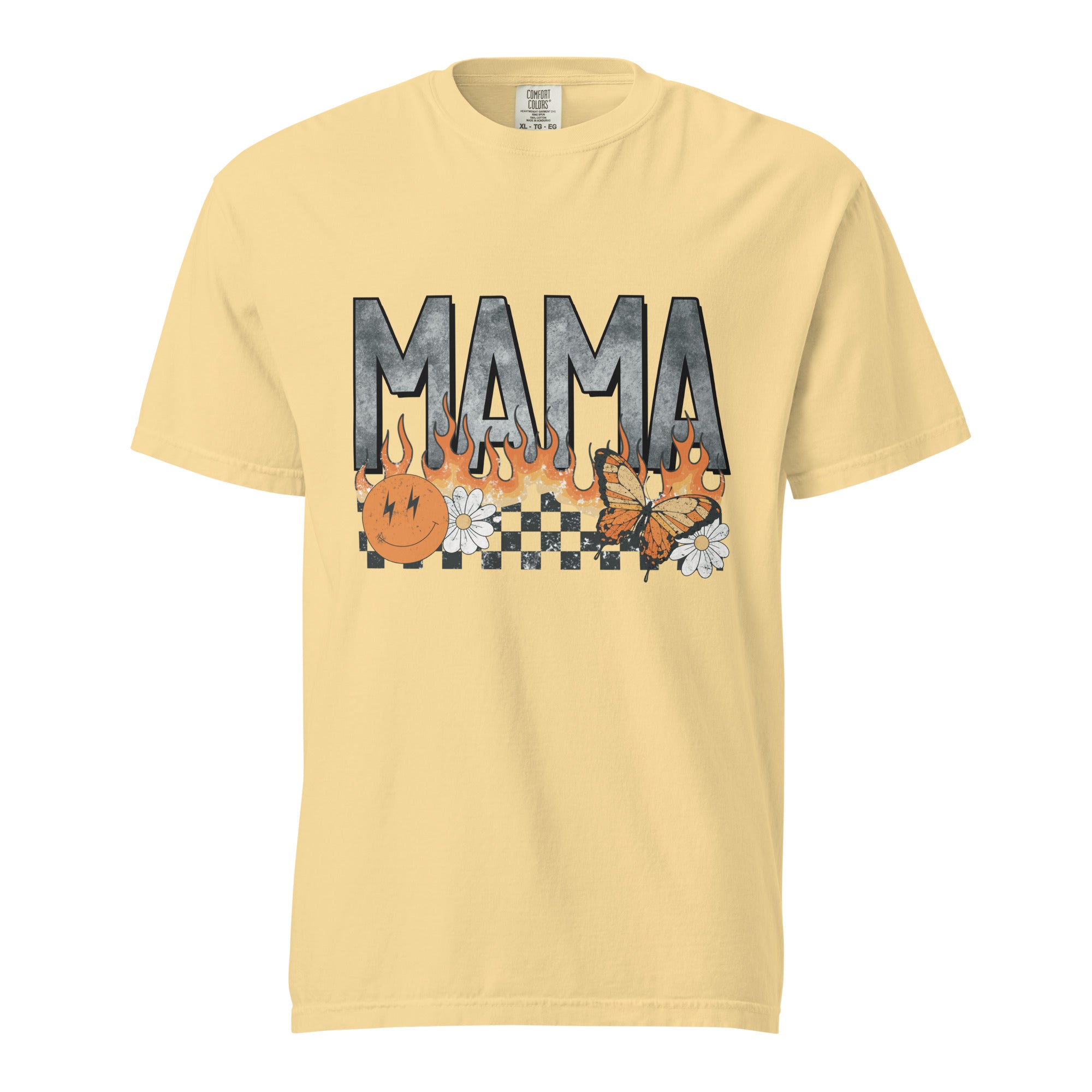 Mama butterfly flame retro comfort color tee