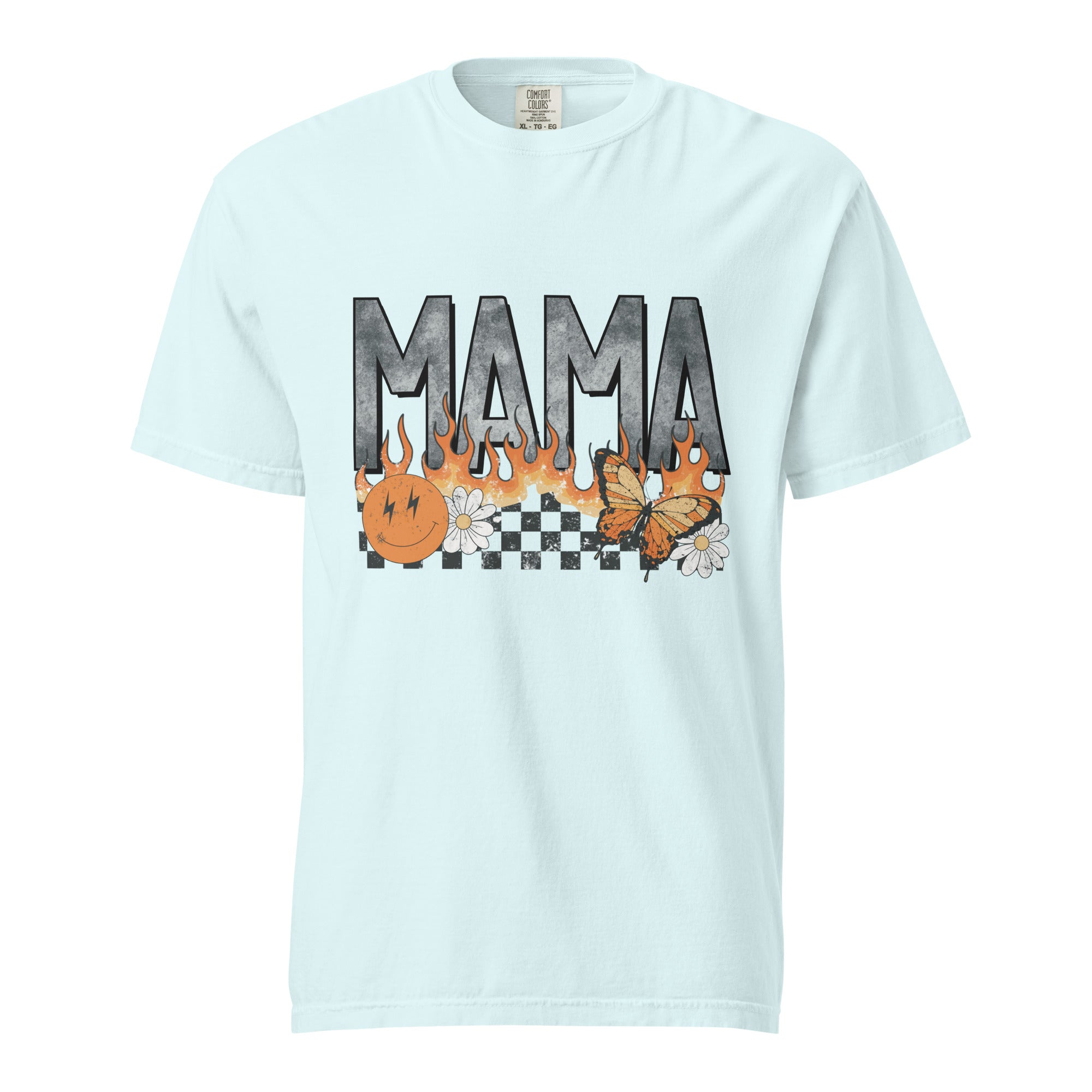 Mama butterfly flame retro comfort color tee