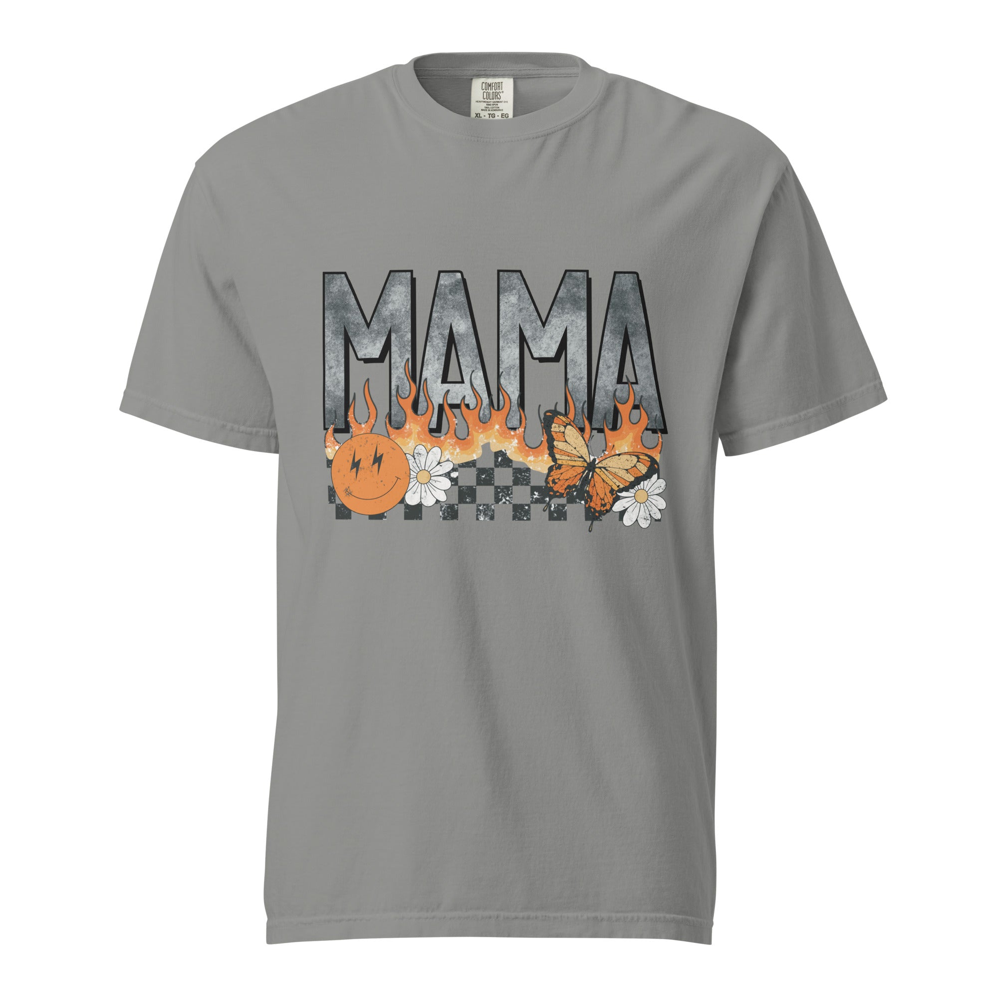 Mama butterfly flame retro comfort color tee