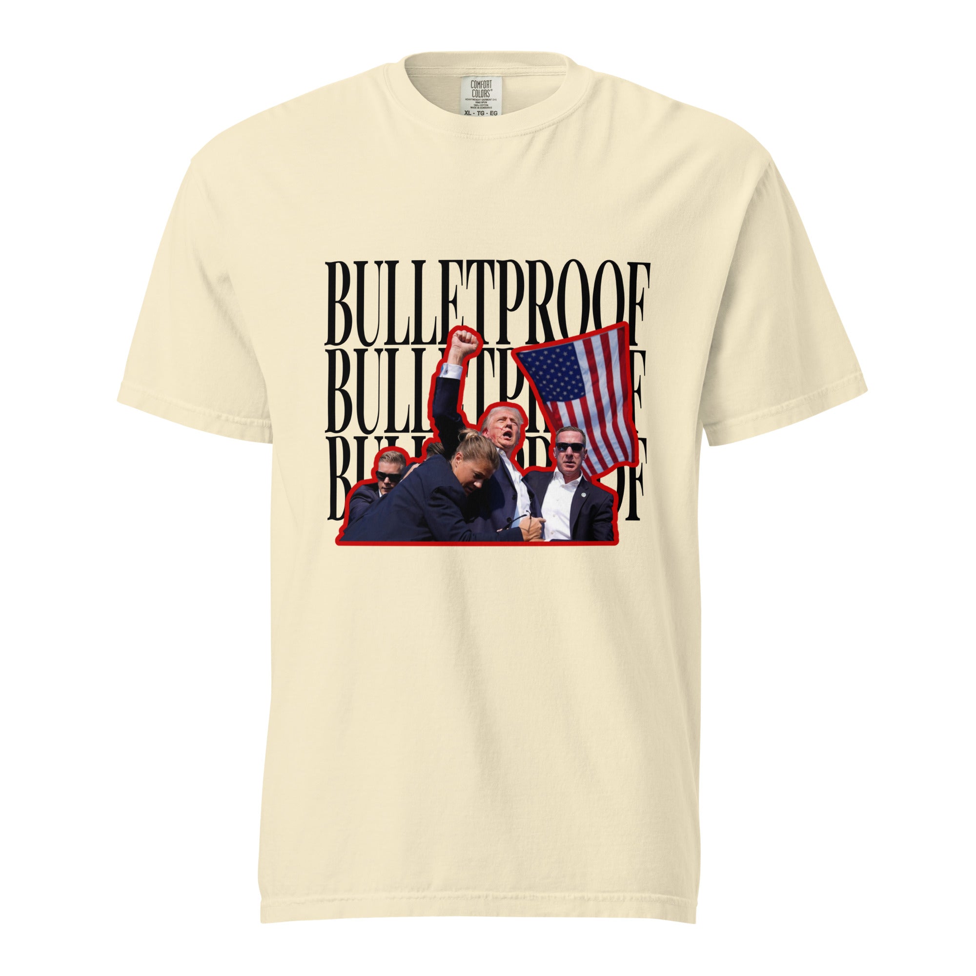 bulletproof t-man with flag comfort color tee