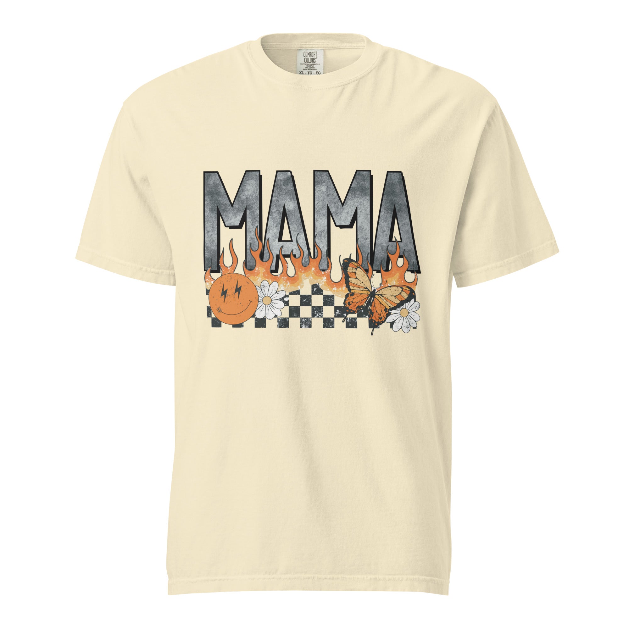 Mama butterfly flame retro comfort color tee