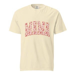 Orange floral mama comfort color tee