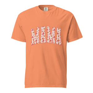 Orange floral mama comfort color tee