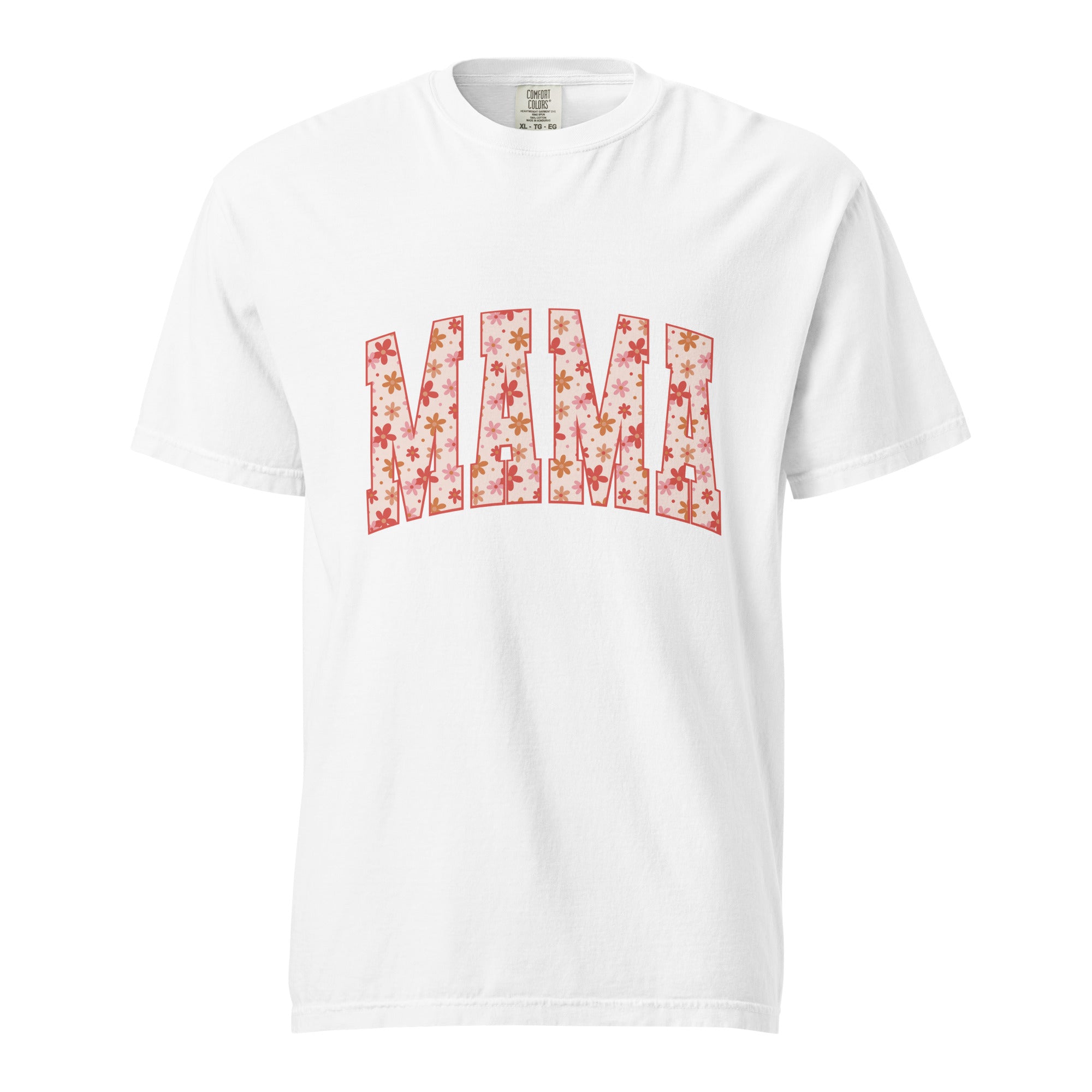 Orange floral mama comfort color tee