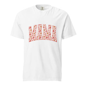 Orange floral mama comfort color tee