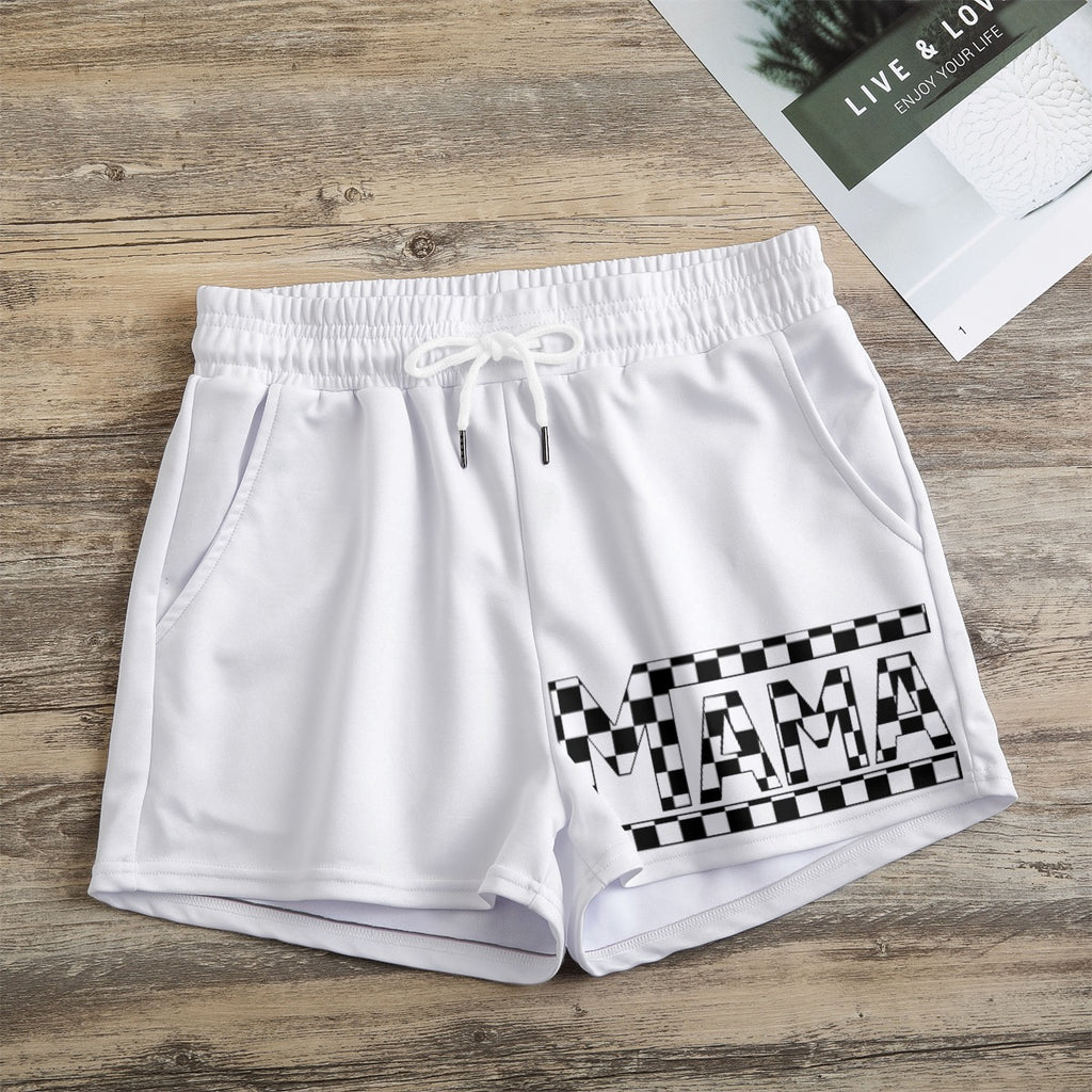 Checkered mama Print Women's Casual Shorts