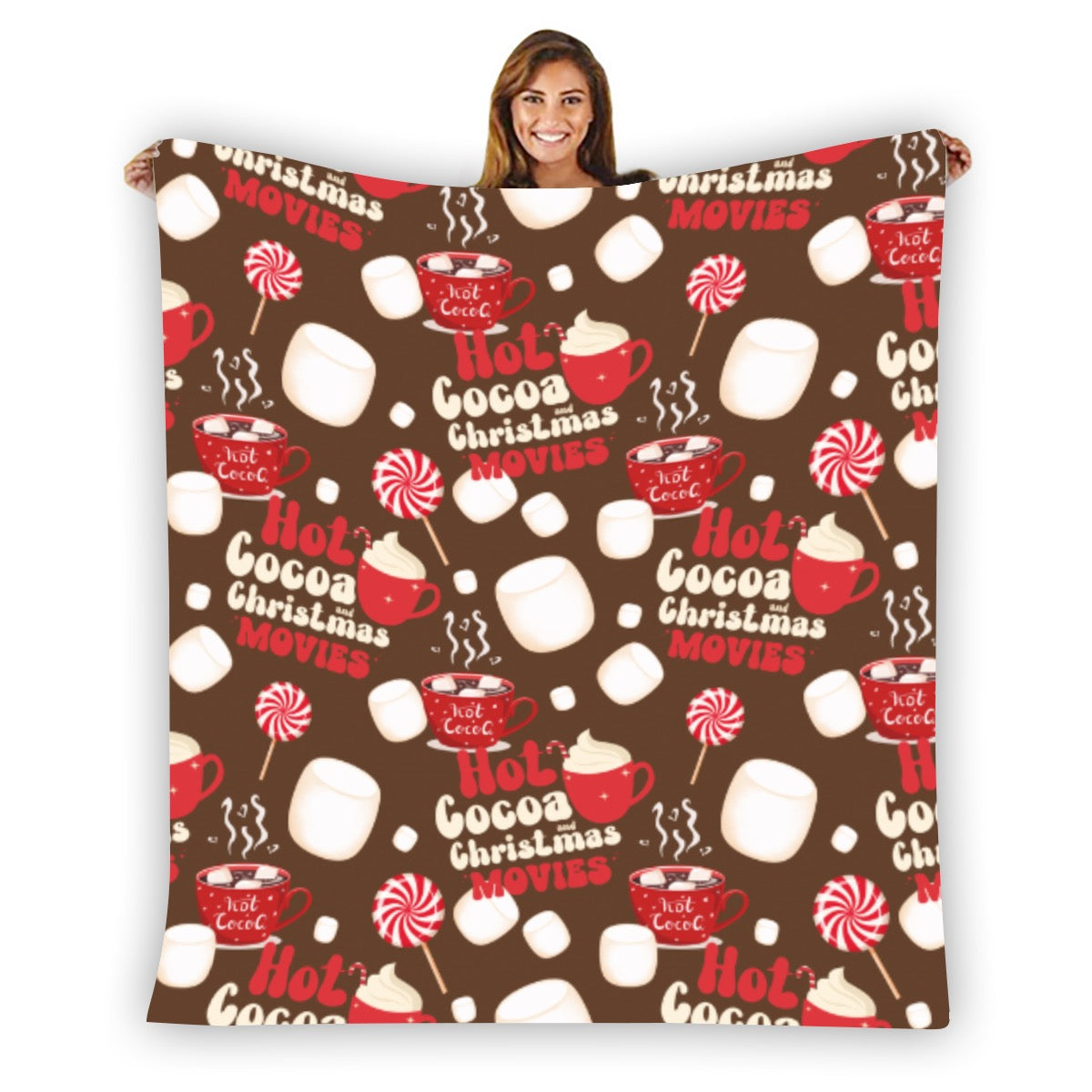 Hot coca & Christmas movies single side printed fleece blanket