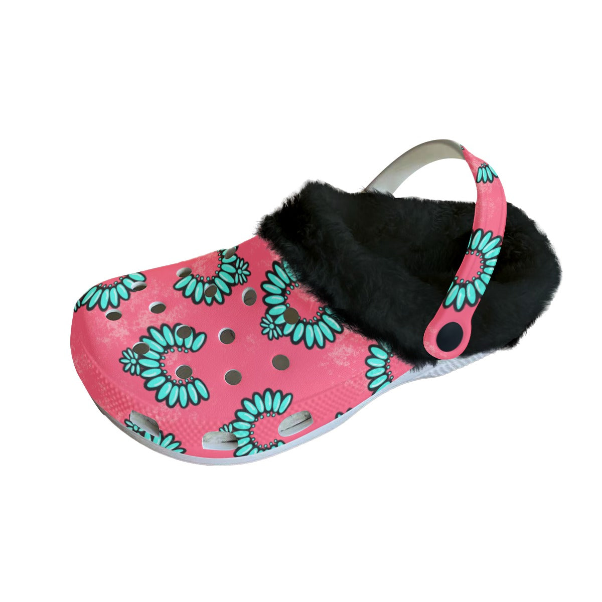 Hot pink & Turquoise jewls Women's Classic Clogs with Fleece 15-20 business day turnaround time