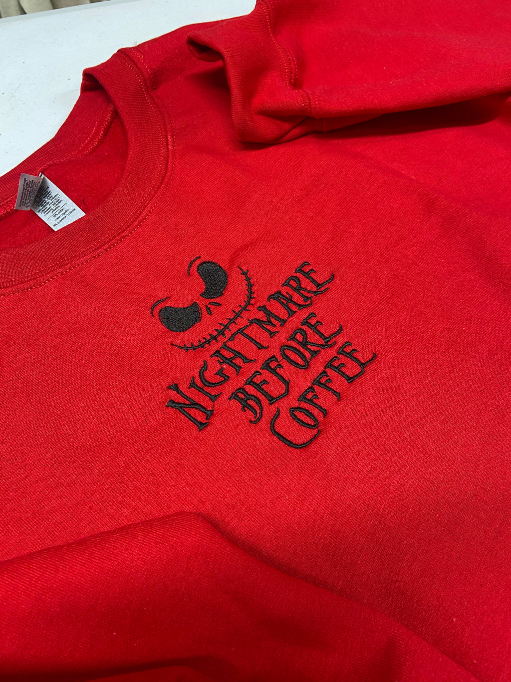 Nightmare before coffee embroidered sweatshirt