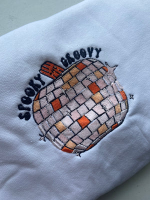 Spooky and groovy embroidered sweatshirt