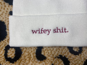 wifey shit white beanie