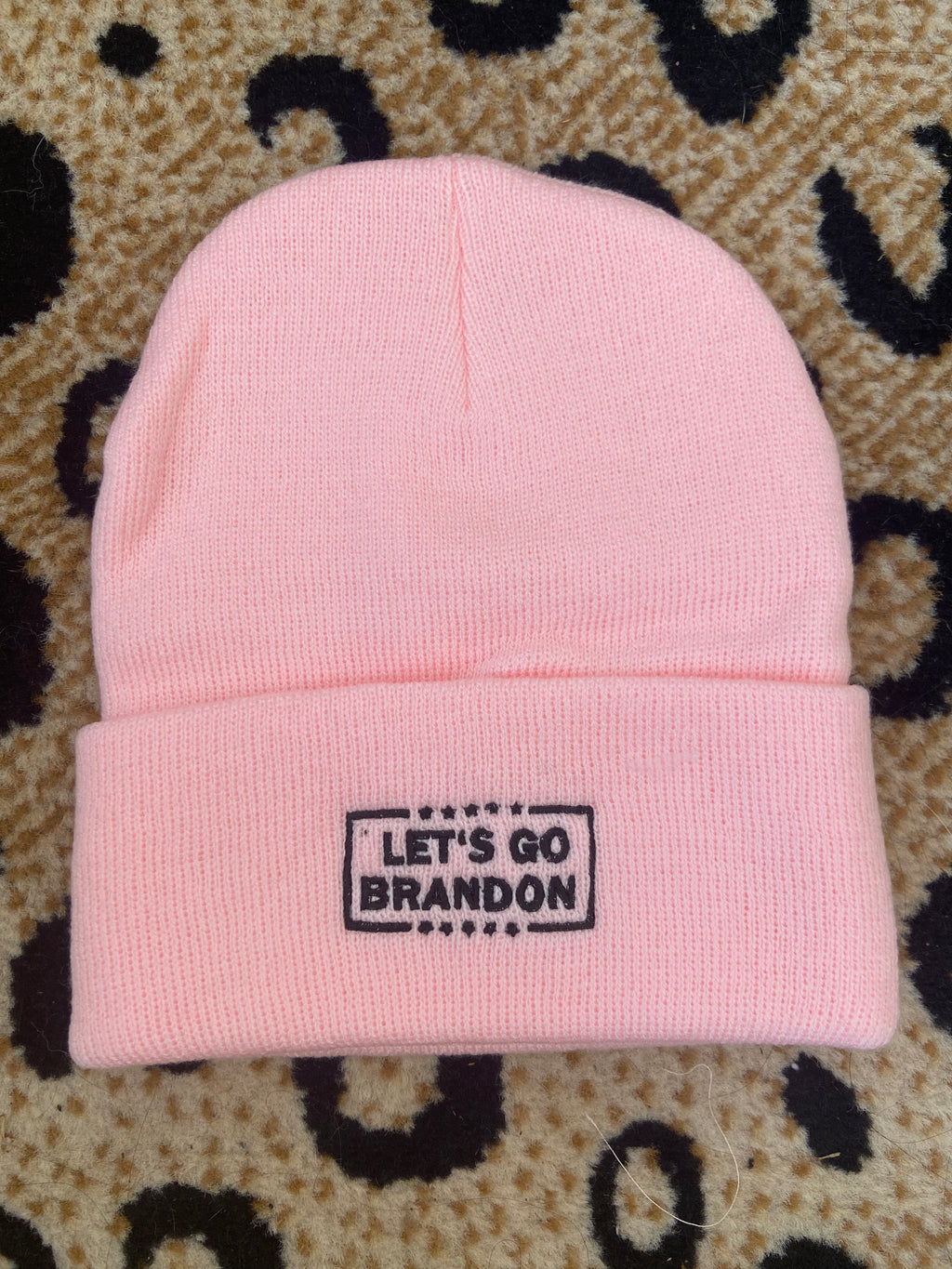 Lets go Brandon light pink beanie