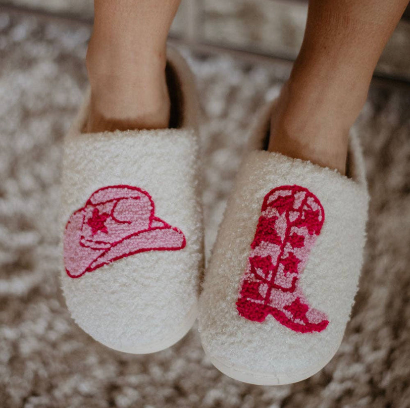 Pink western slippers