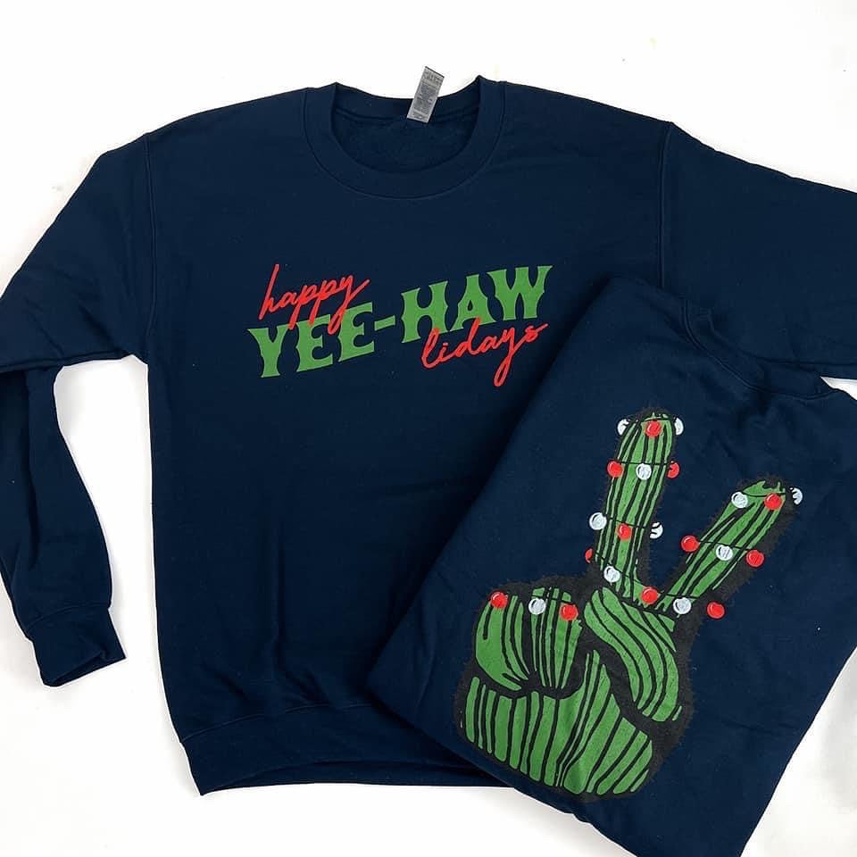 Yee haw holidays navy sweatshirt